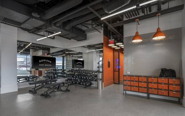 fitness center at Addison Apartments