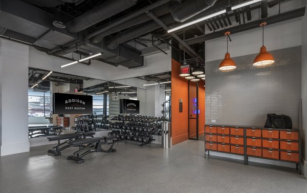 Modern fitness center at Addison Apartments featuring state-of-the-art equipment for active lifestyles
