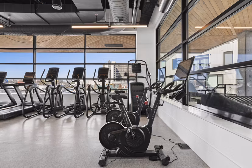 Modern fitness center with state-of-the-art equipment at Addison Apartments, promoting healthy living and wellness in a luxury environment