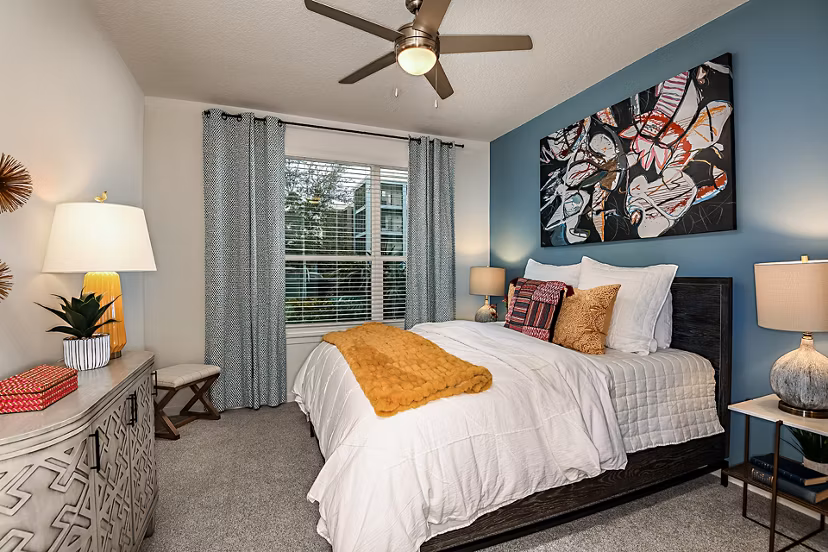 Spacious bedroom with modern design at Kestra Apartments luxury living