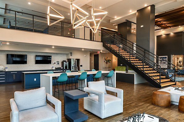 Stylish clubhouse with modern decor at Kestra Apartments offering luxury amenities and communal spaces for residents