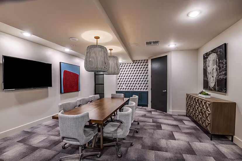 Clubhouse featuring modern design and spacious seating areas at Kestra Apartments