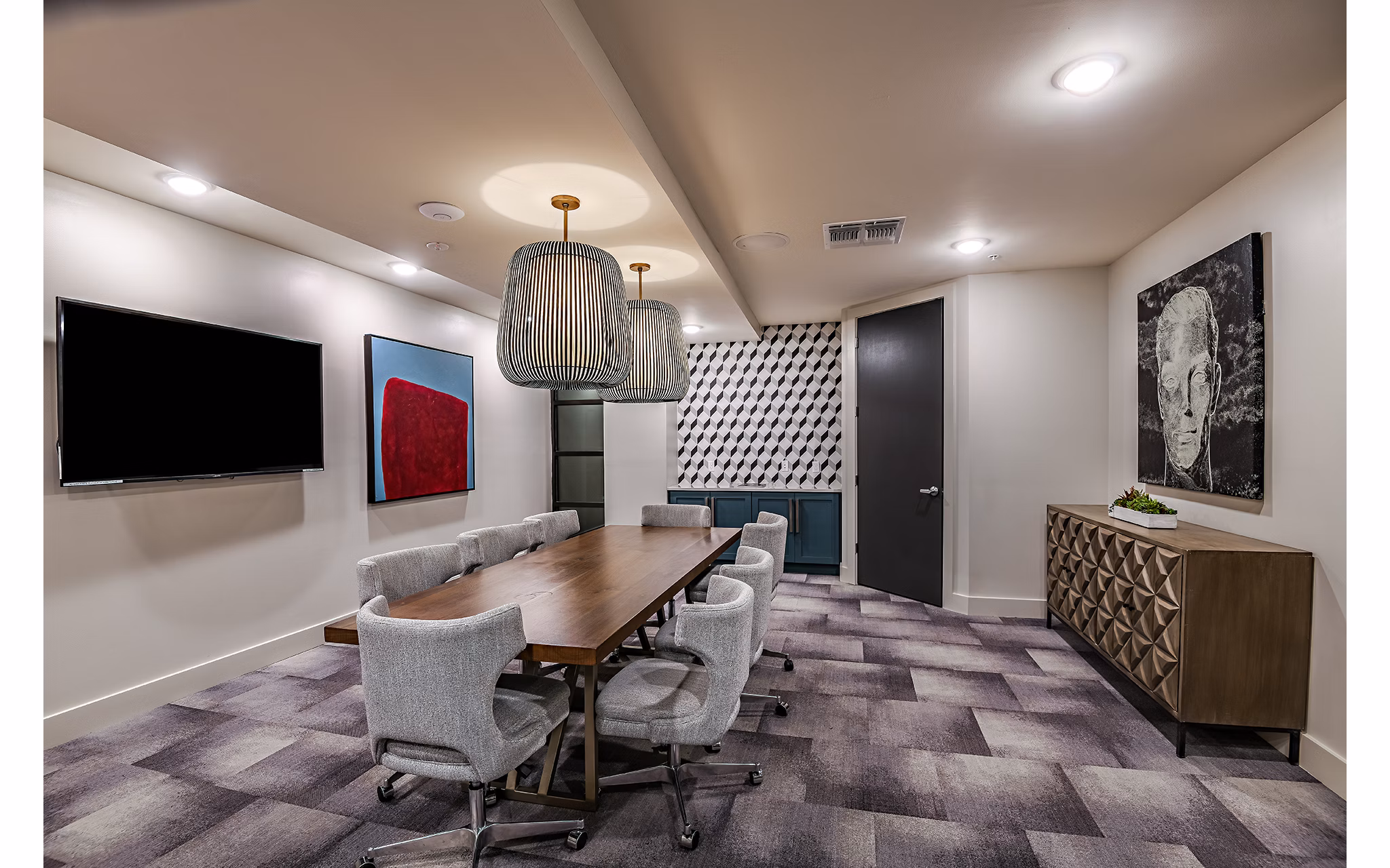 Clubhouse featuring modern design and spacious seating areas at Kestra Apartments