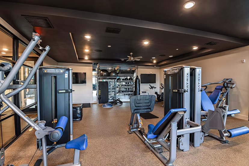 State-of-the-art fitness center with modern equipment at Kestra Apartments