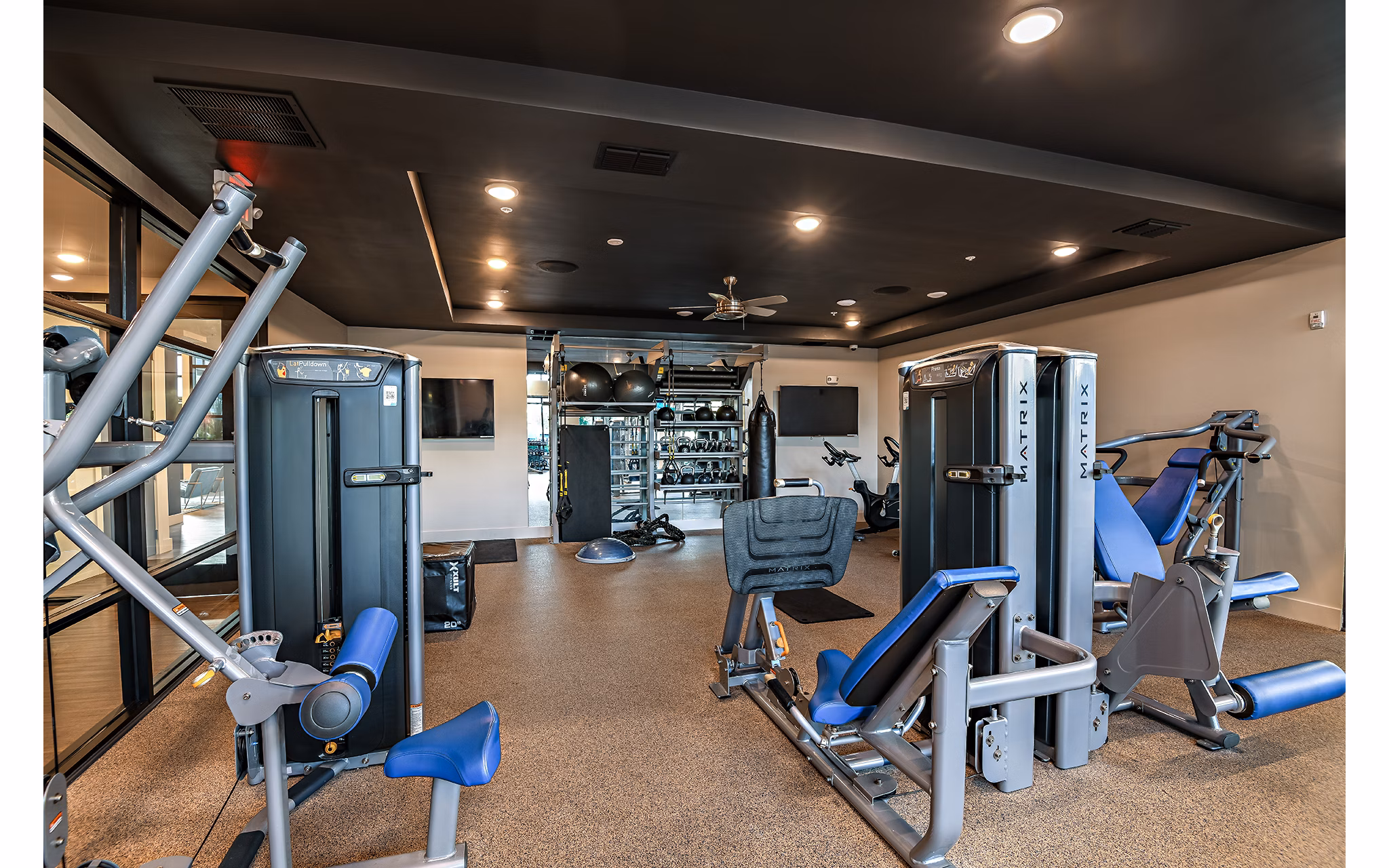 State-of-the-art fitness center with modern equipment at Kestra Apartments