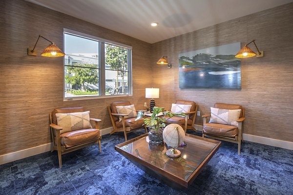 Clubhouse with modern design elements at Coastline Ventura Apartments, a Greystar luxury property in Ventura, California