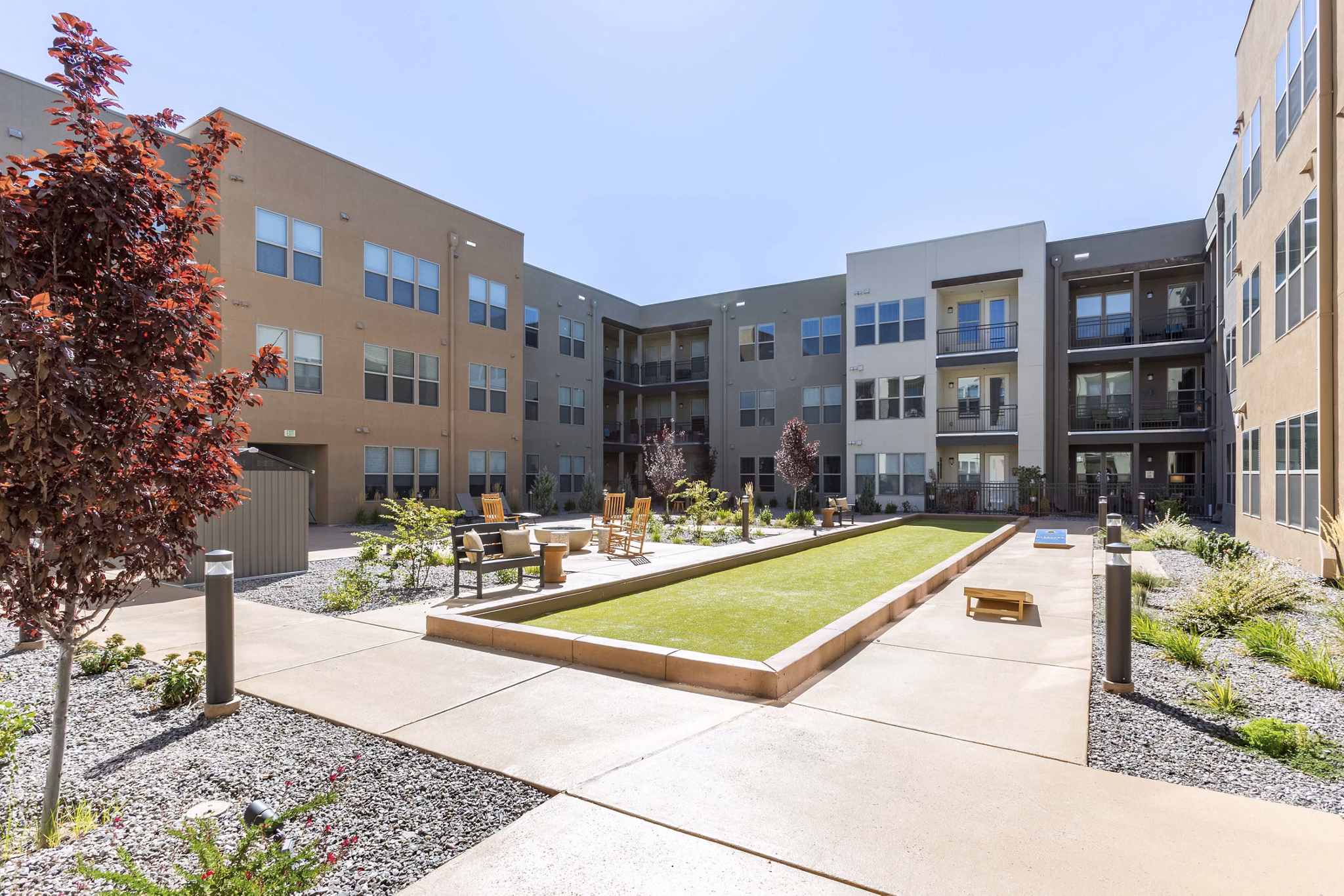 Overture Andalucia: Elegant Spanish-style architecture at luxury apartments in sunny Los Angeles