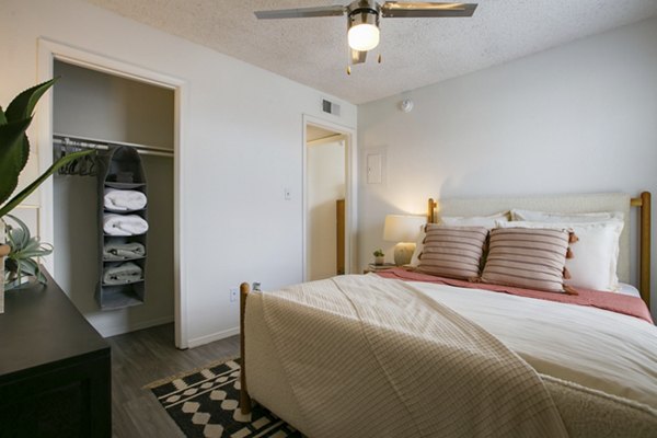 Cozy bedroom with modern design elements at Aydan Apartments: luxury living in the heart of the city