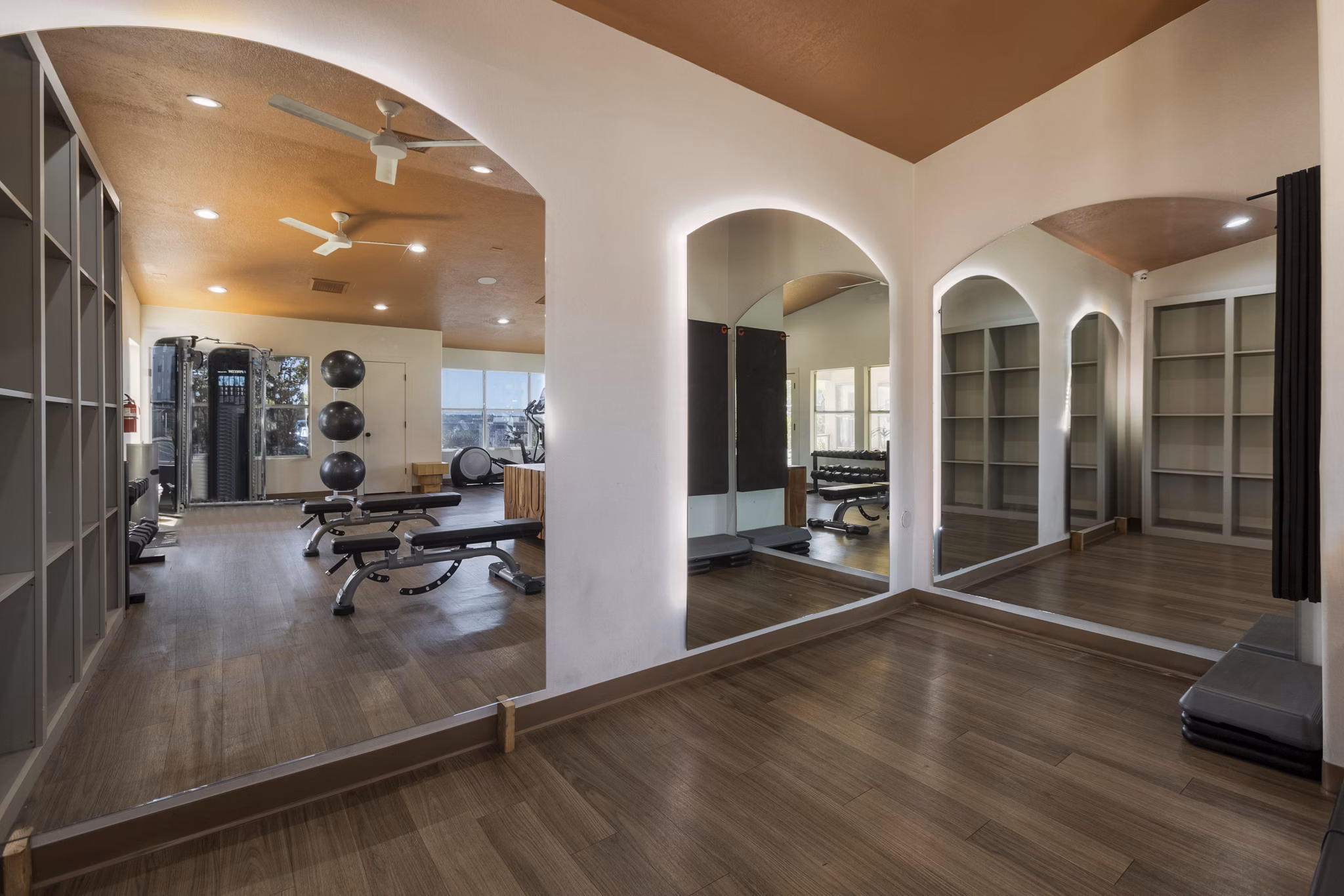 State-of-the-art fitness center featuring modern equipment at Aydan Apartments