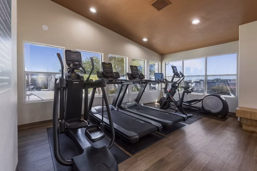 Modern fitness center with state-of-the-art equipment at Aydan Apartments, perfect for an active lifestyle