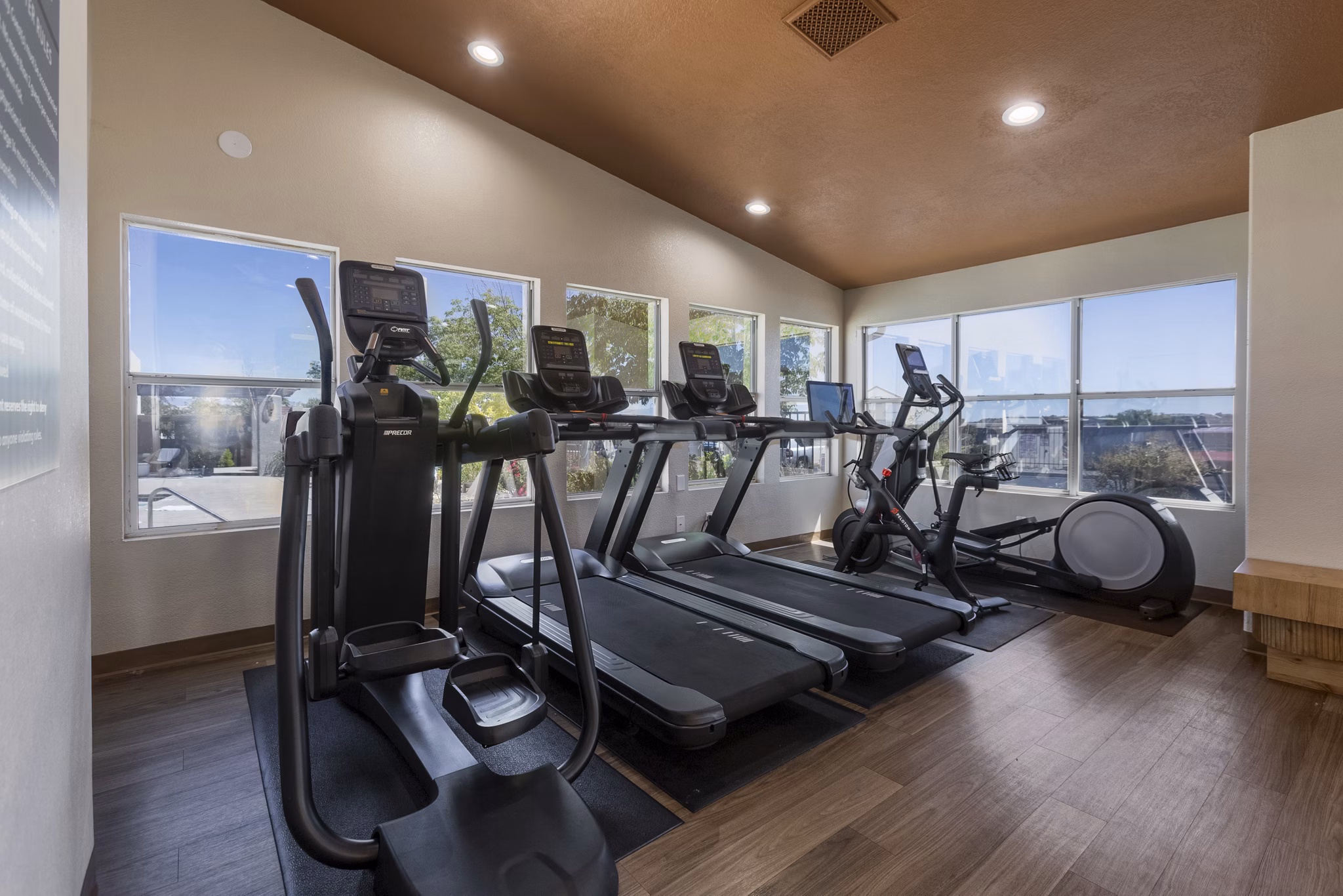 Modern fitness center with state-of-the-art equipment at Aydan Apartments, perfect for an active lifestyle