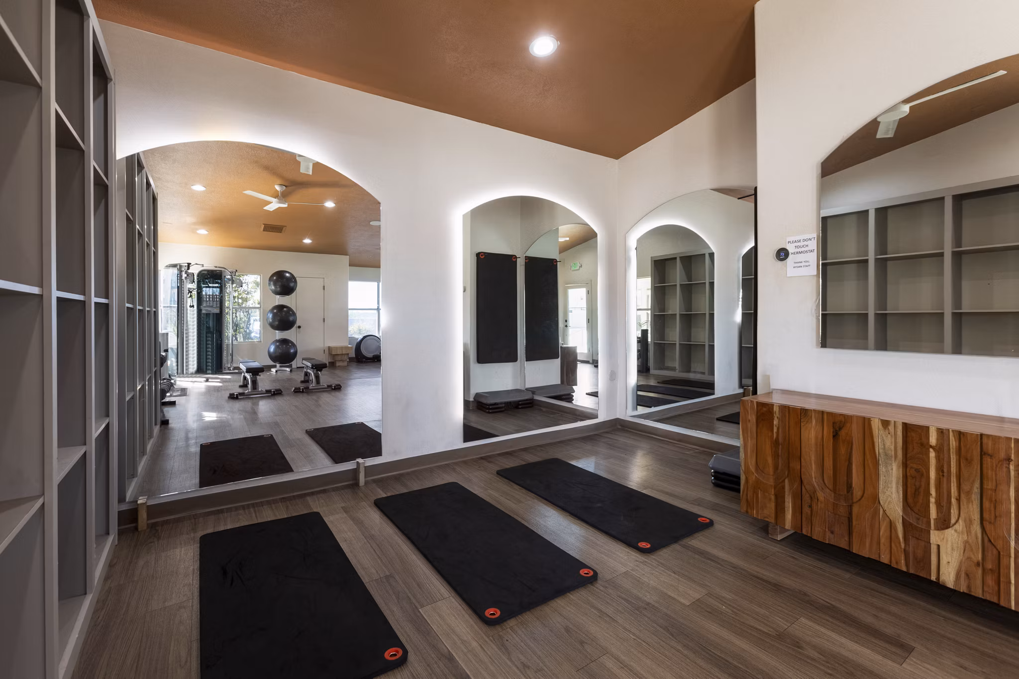 Modern fitness center with state-of-the-art equipment at Aydan Apartments