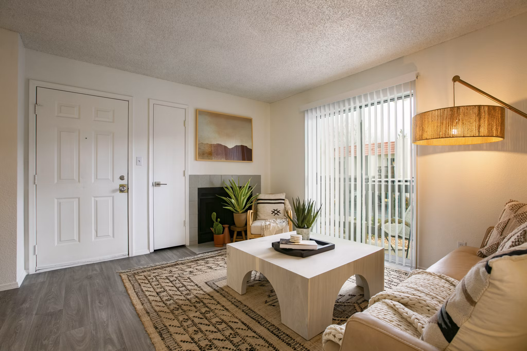 Spacious living room with modern decor in Aydan Apartments