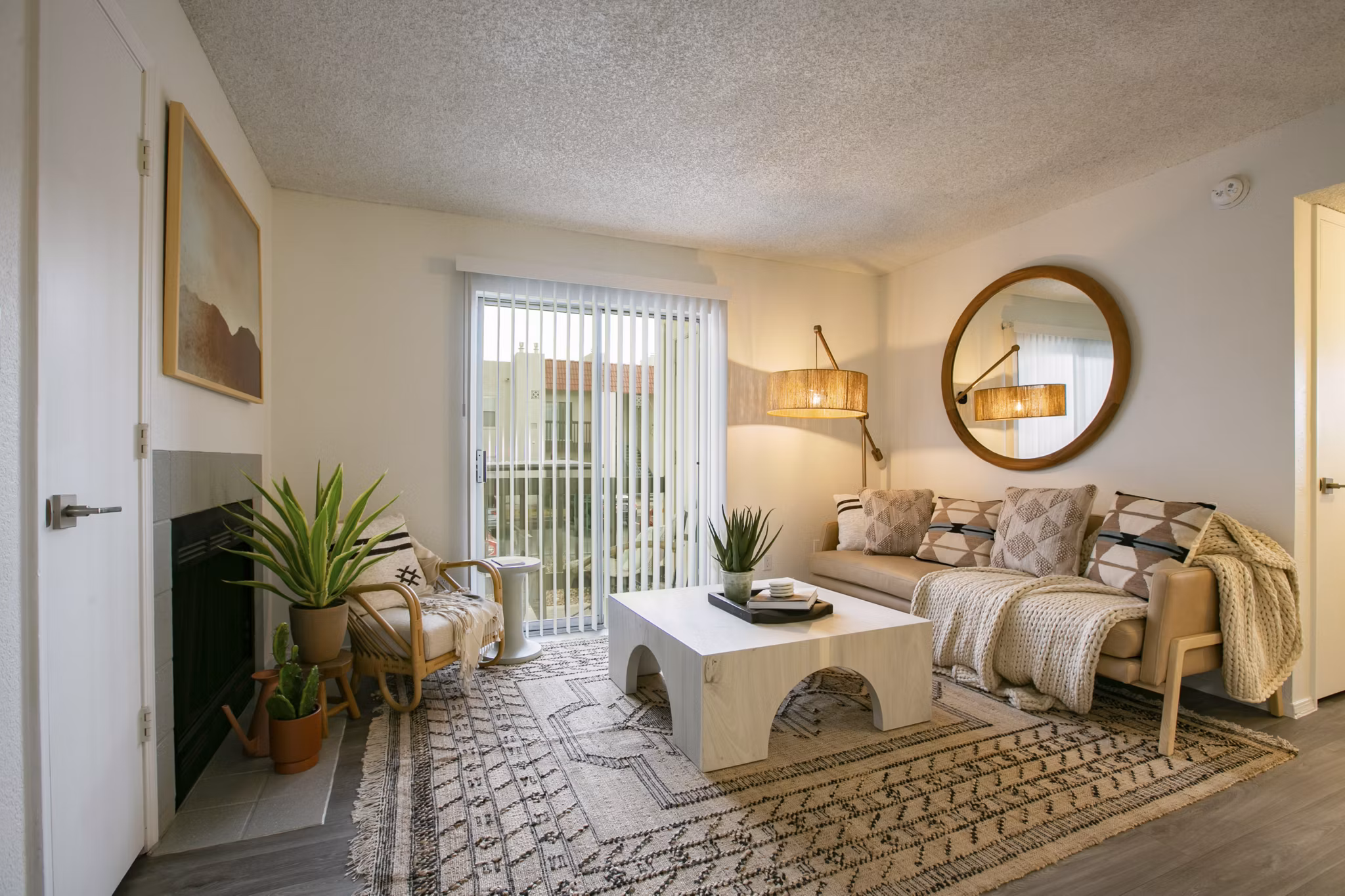 Spacious living room with modern decor at Aydan Apartments