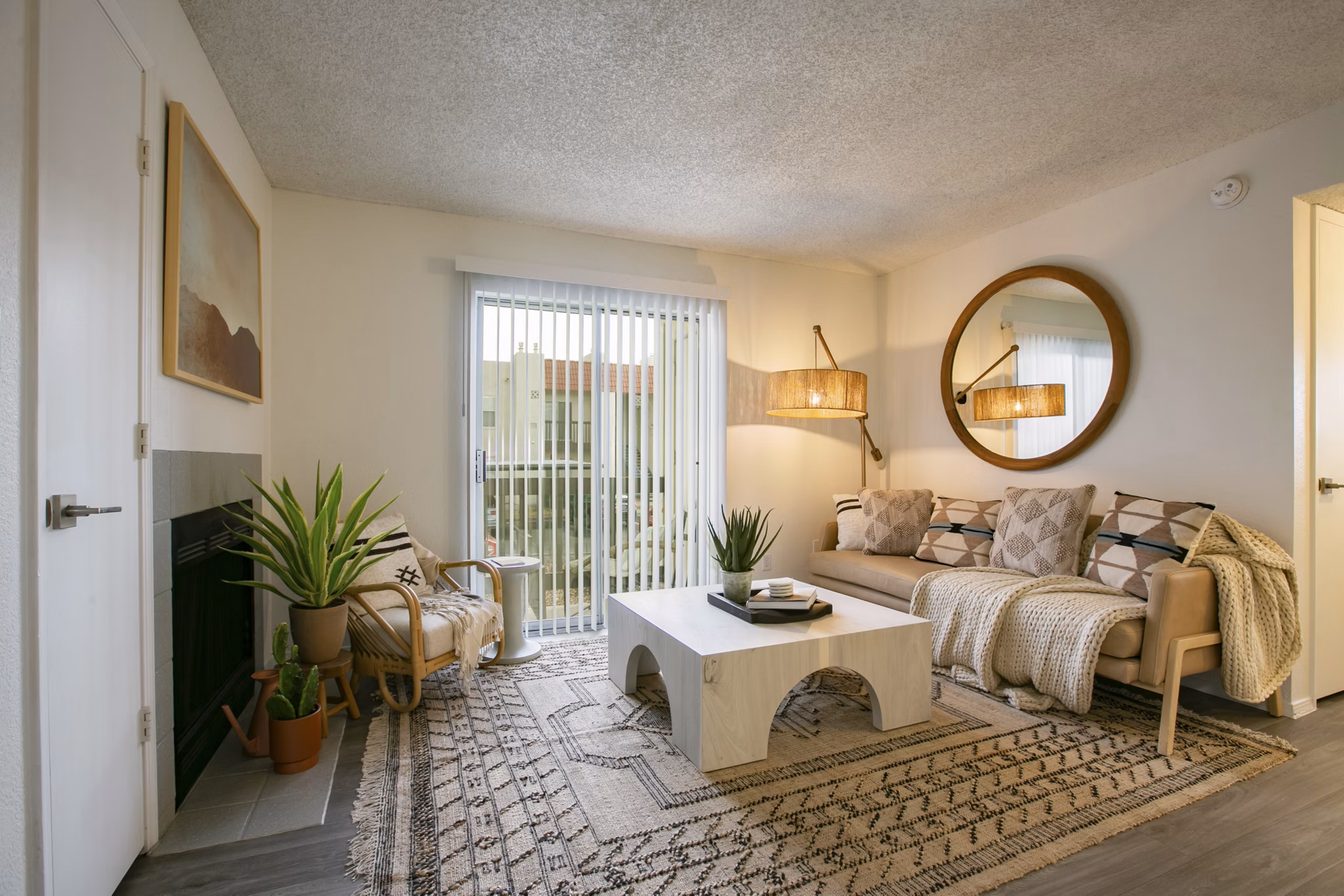 Spacious living room with modern decor at Aydan Apartments