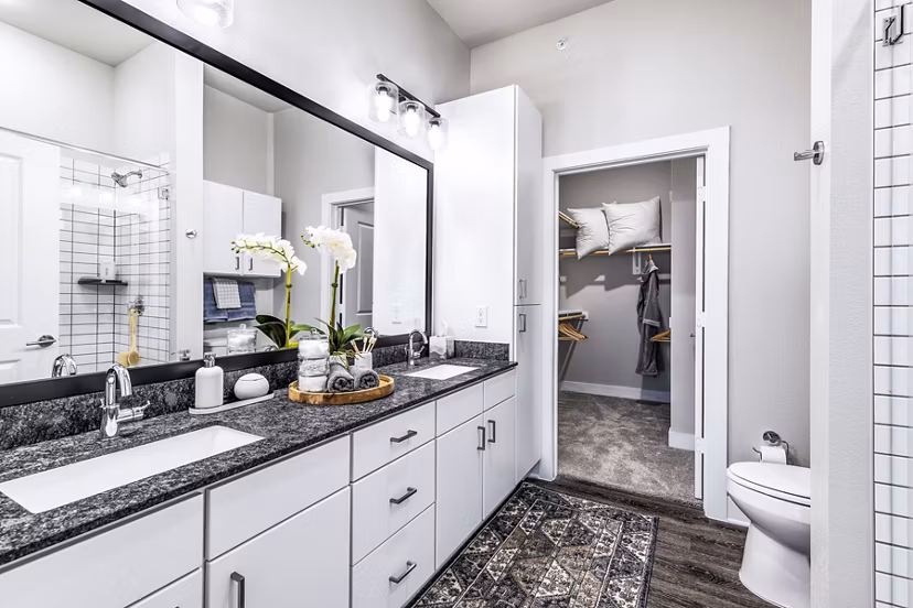 Modern bathroom with elegant fixtures at Album Mansfield Apartments offering luxury living