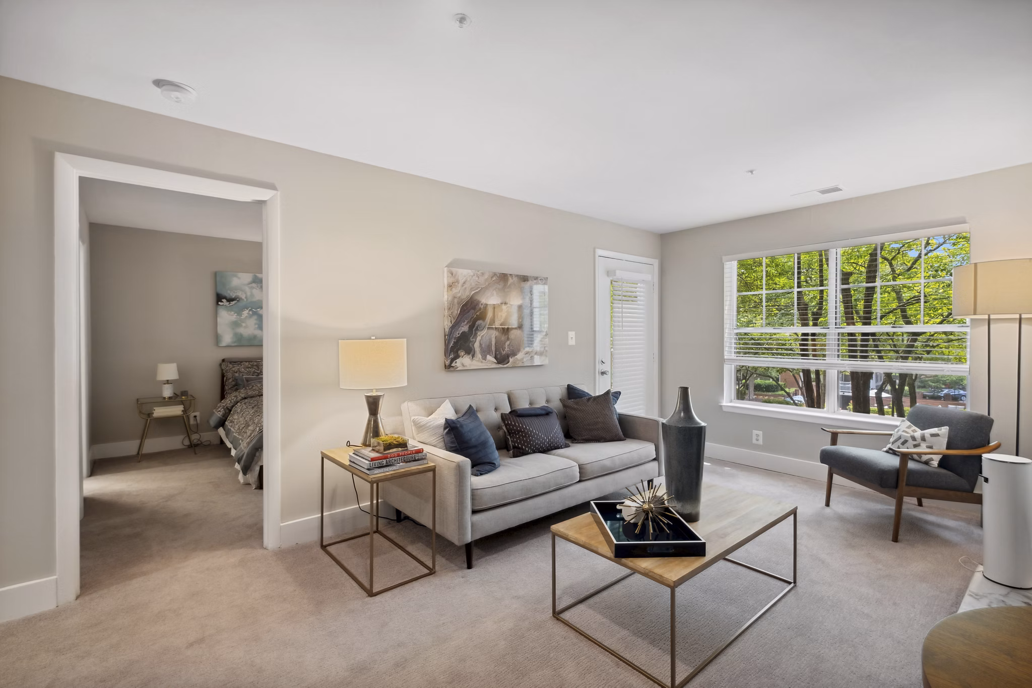 living room at Arbors on Duke Apartments
