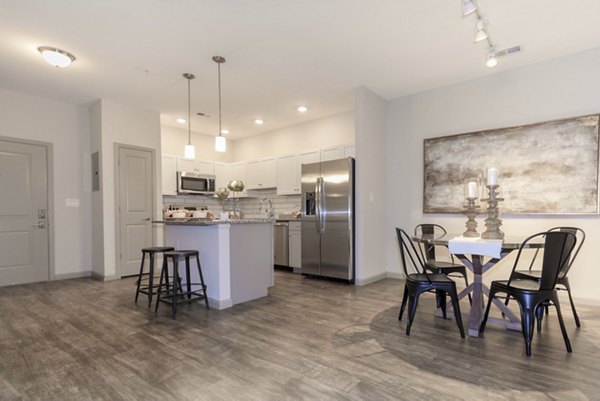 Spacious kitchen with modern appliances at The Lodges on English Station Rd Apartments