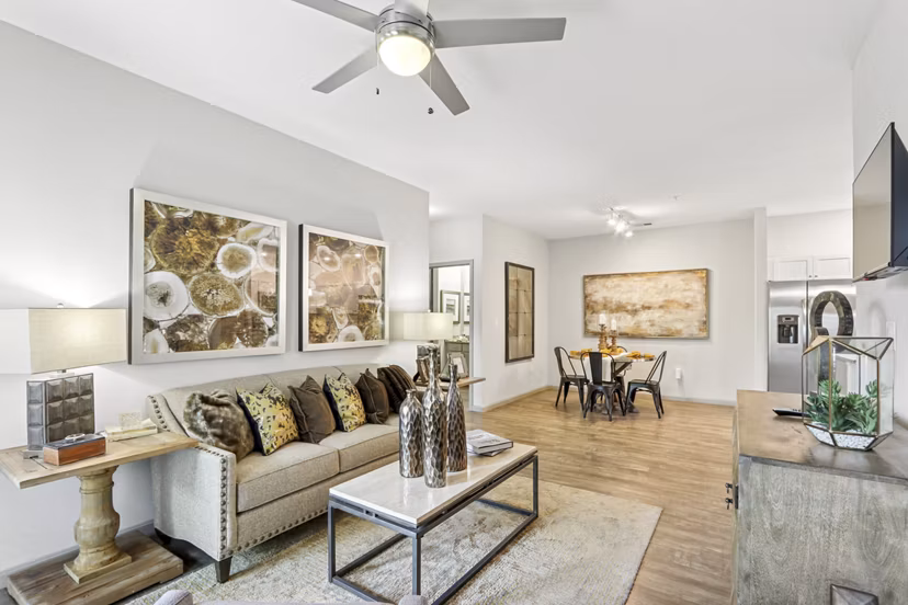 living room at The Lodges on English Station Rd. Apartments