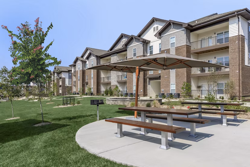 patio at The Lodges on English Station Rd. Apartments