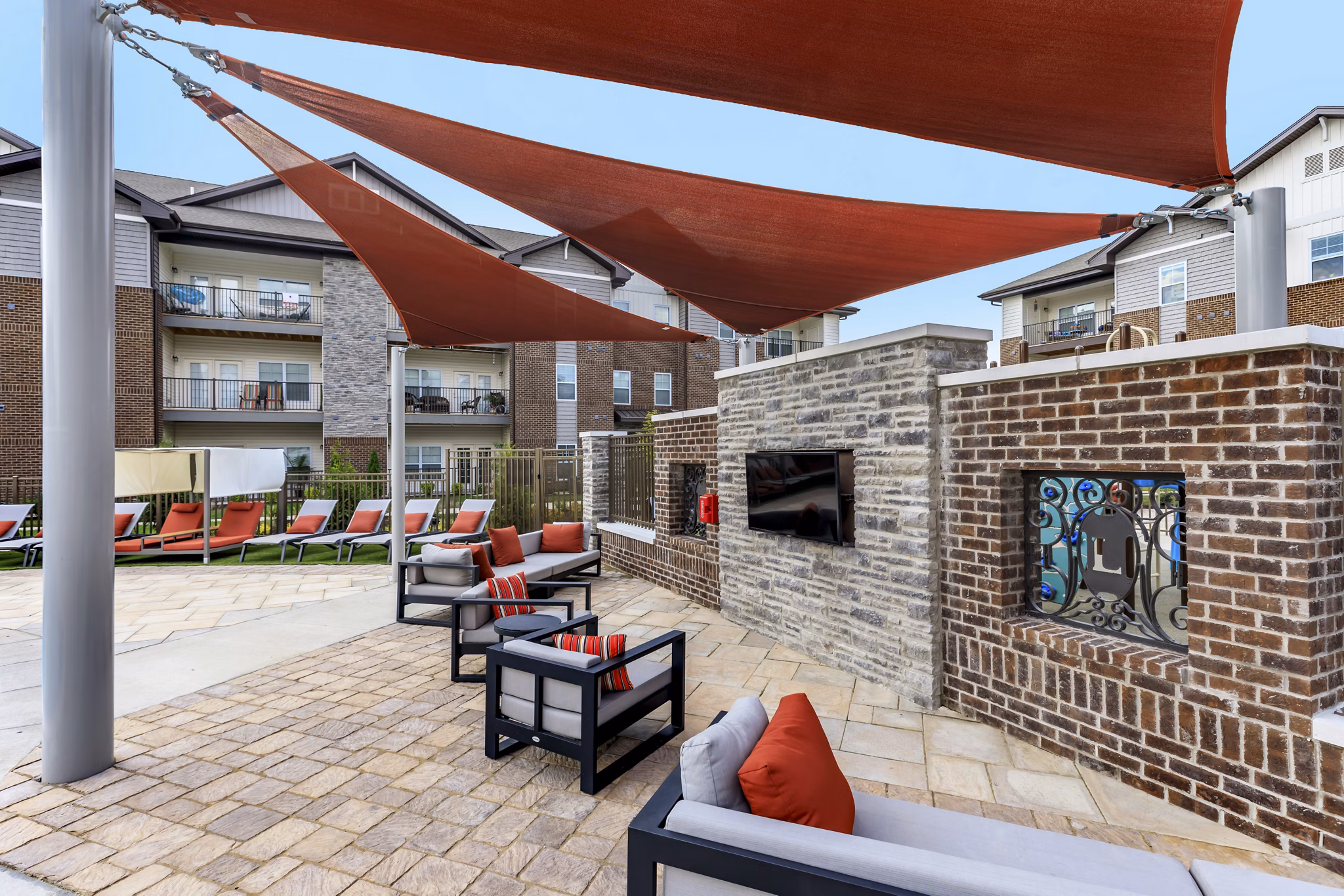patio at The Lodges on English Station Rd. Apartments
