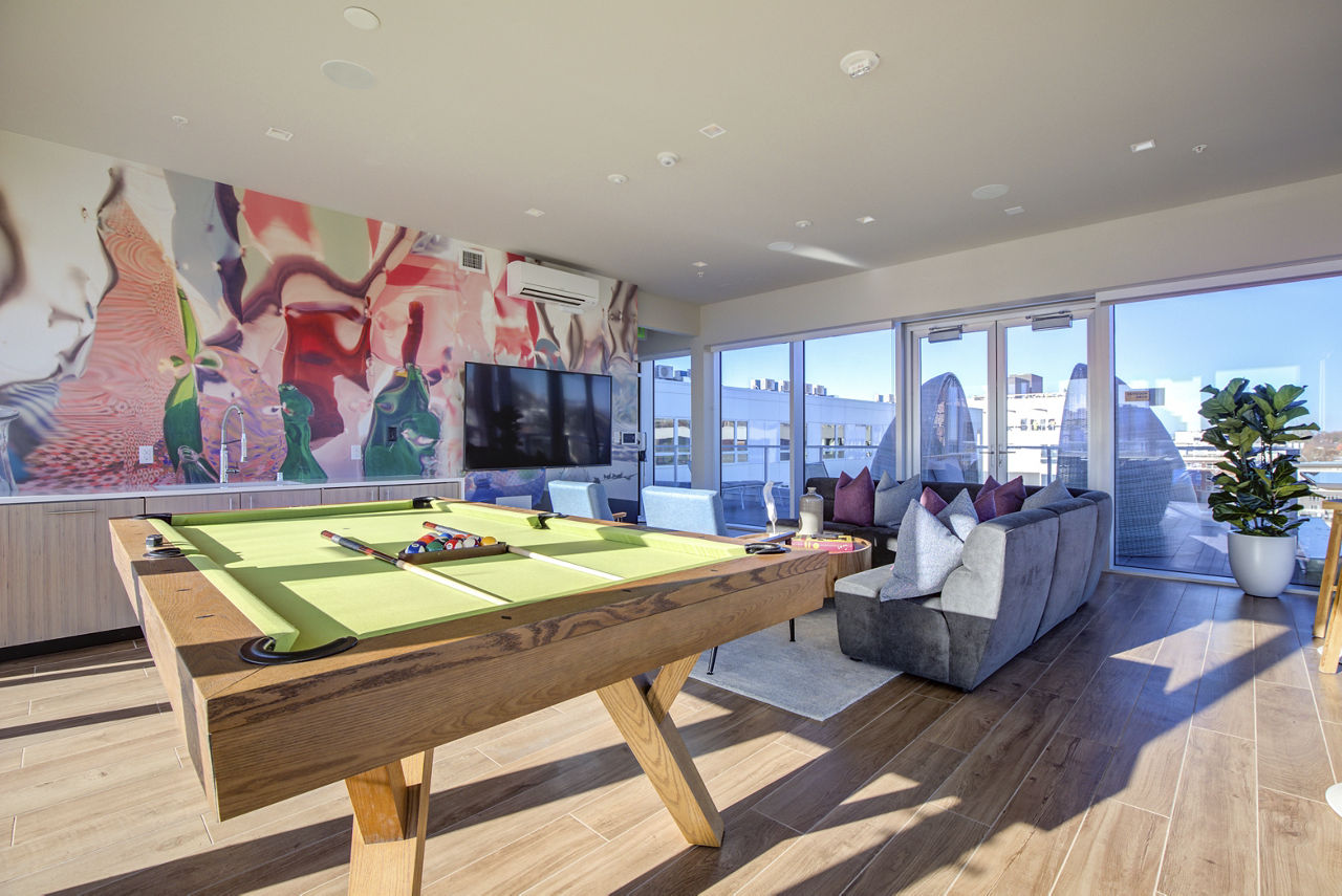 Game room at Connection On Broadway