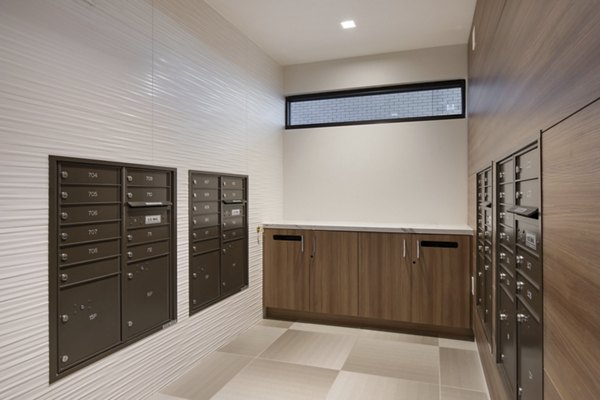 Mail room with secure parcel lockers at Capitol Hill Station Apartments