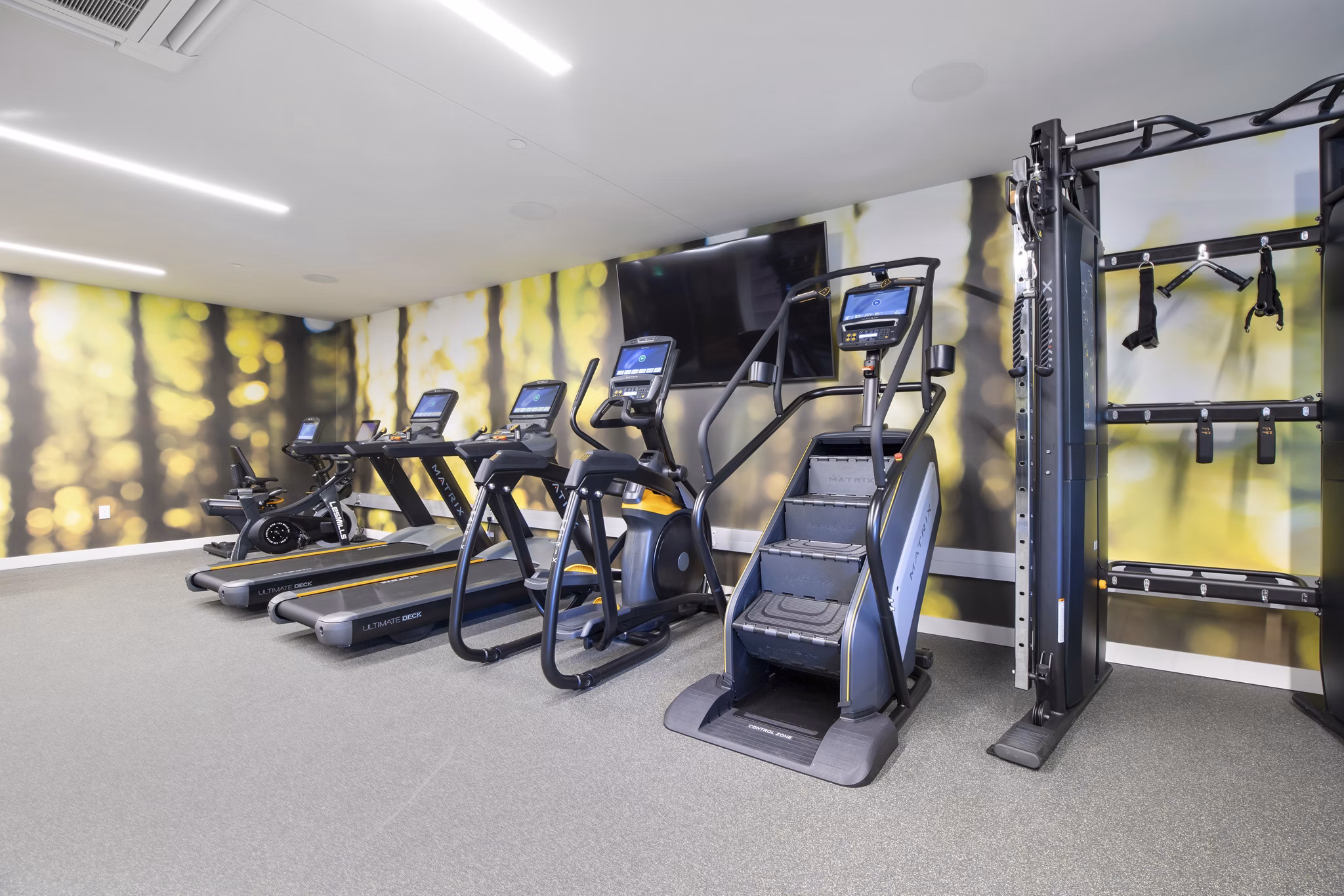State-of-the-art fitness center at Capitol Hill Station Apartments with modern equipment and spacious workout areas