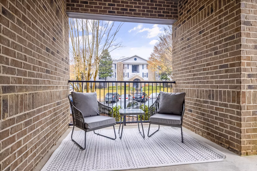 Private patio with scenic views at 403 West Apartments