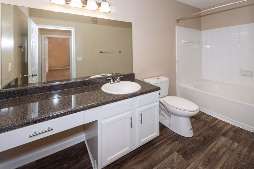 Modern bathroom with sleek fixtures at Mainstreet at Conyers Apartments