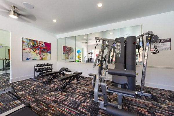 State-of-the-art fitness center with cardio and weight equipment at Mainstreet at Conyers Apartments