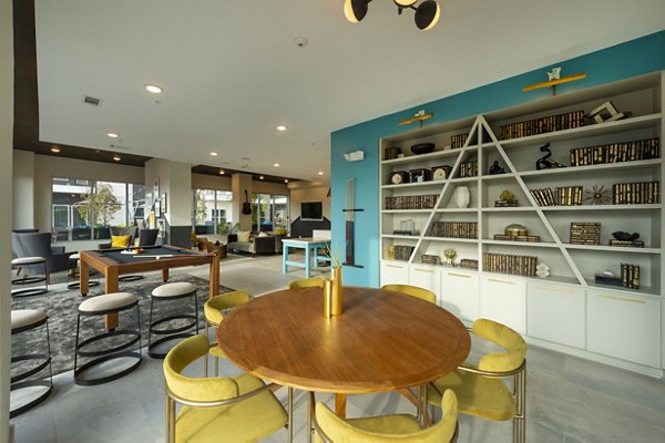 Stylish clubhouse with modern seating at Millennium Music Row Apartments