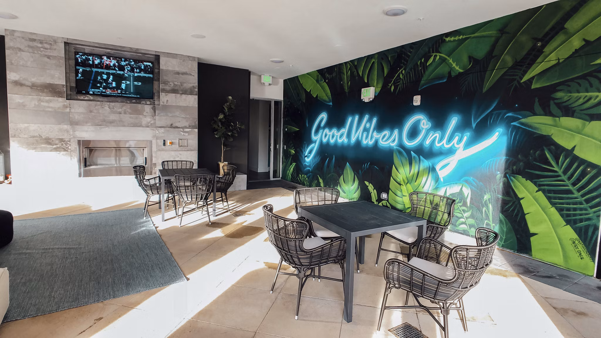 Chic clubhouse with modern seating at Millennium Music Row Apartments