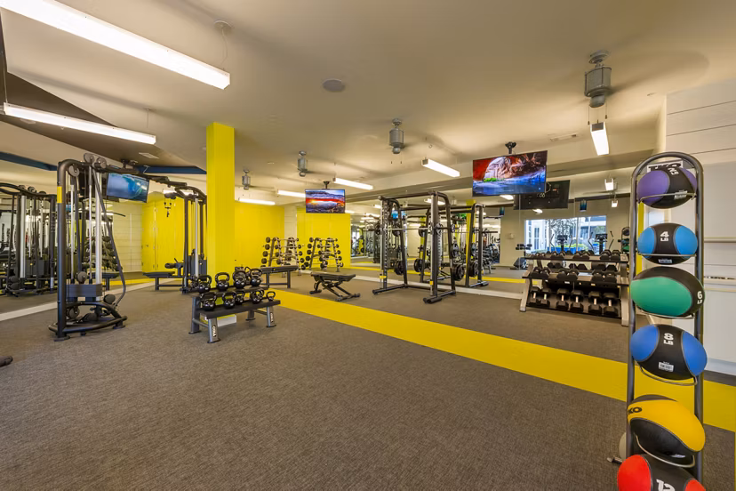 State-of-the-art fitness center with modern equipment at Millennium Music Row Apartments