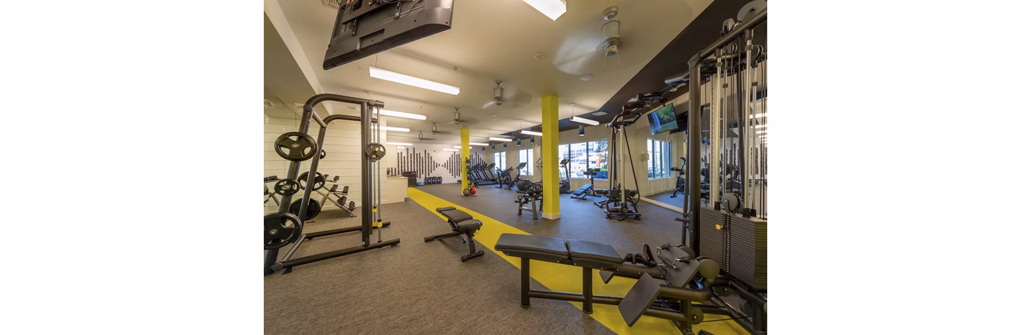 State-of-the-art fitness center with modern equipment at Millennium Music Row Apartments