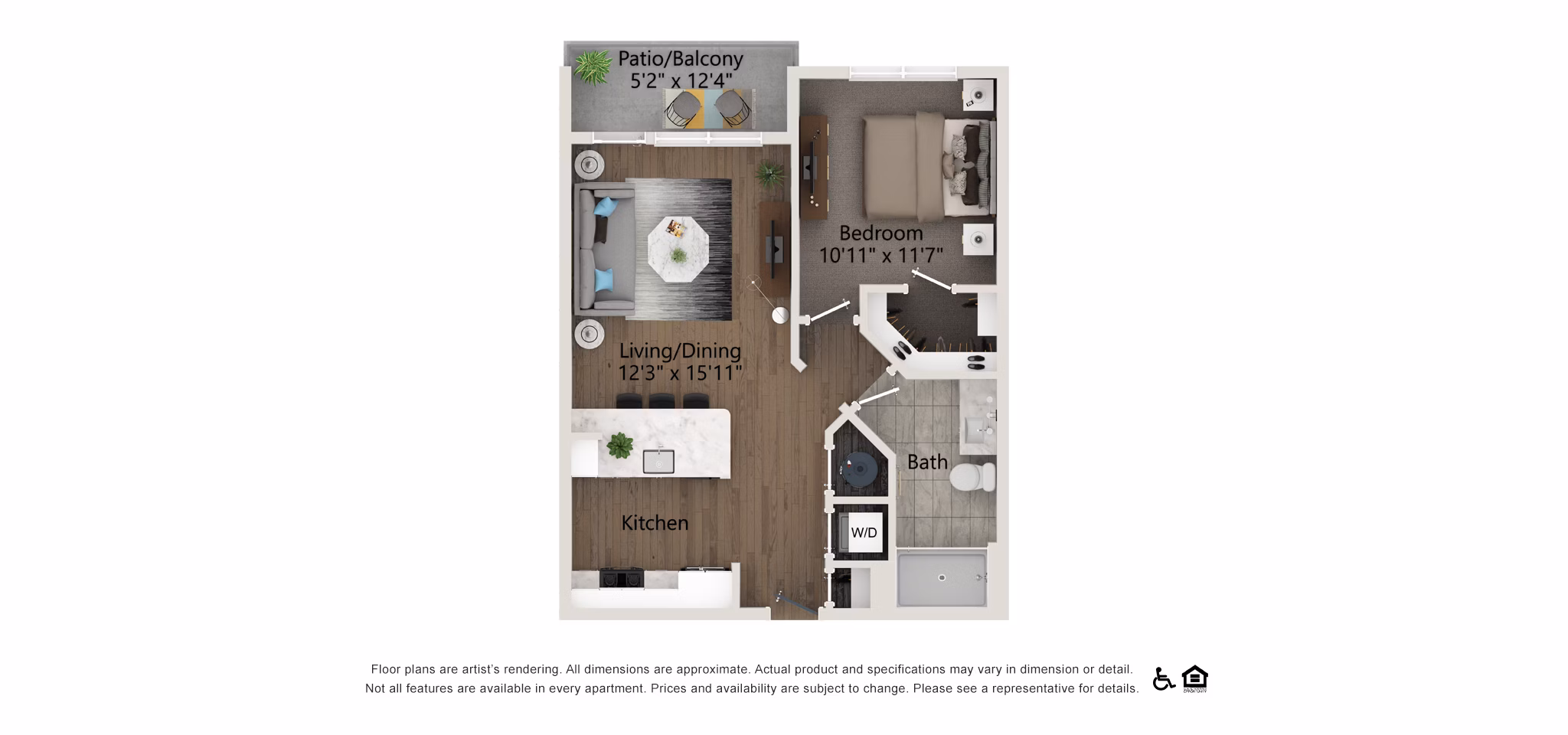 A4 floor plan at Everleigh Vernon Hills Apartments 