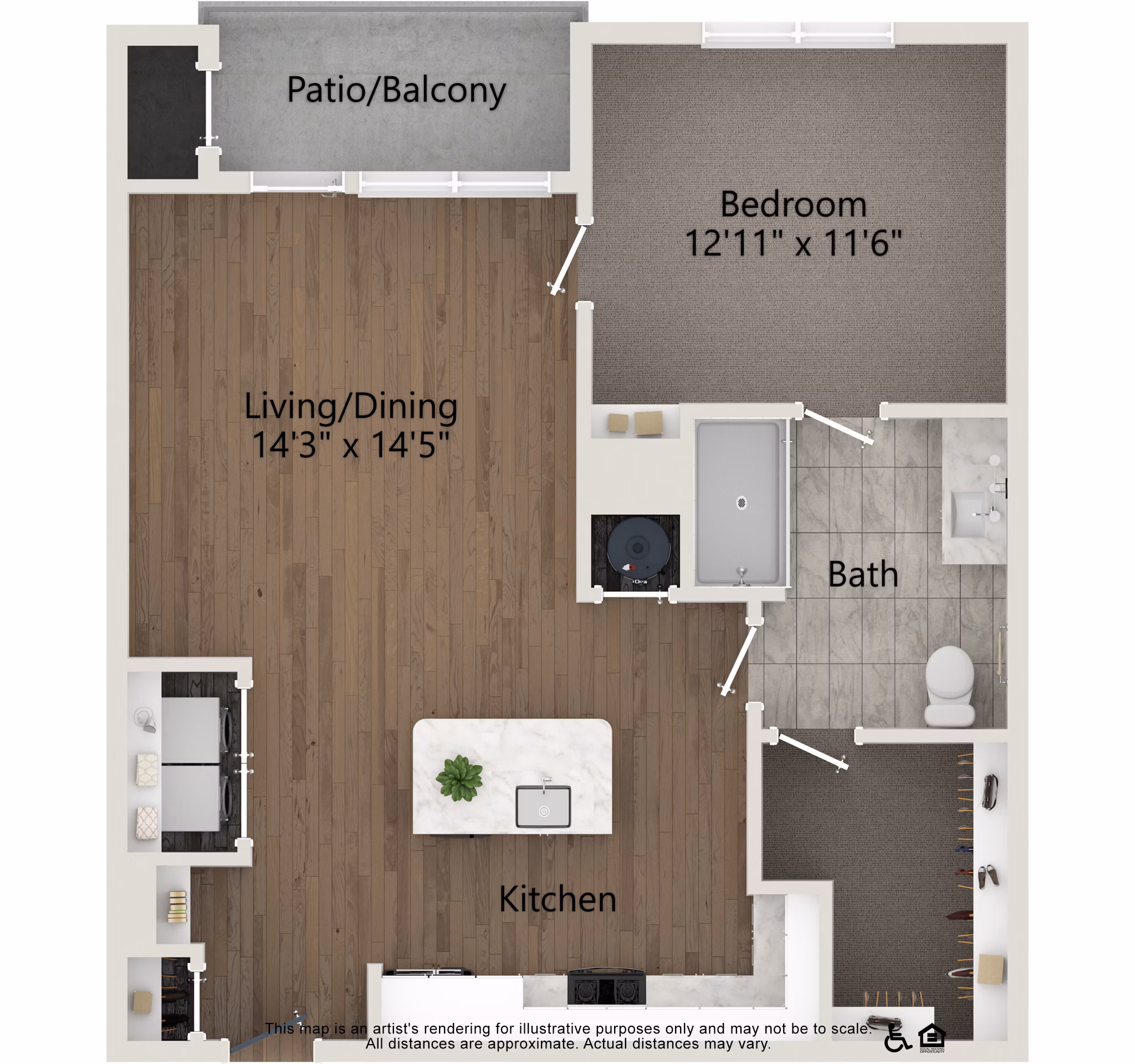 A6-HC floor plan at Everleigh Vernon Hills Apartments 