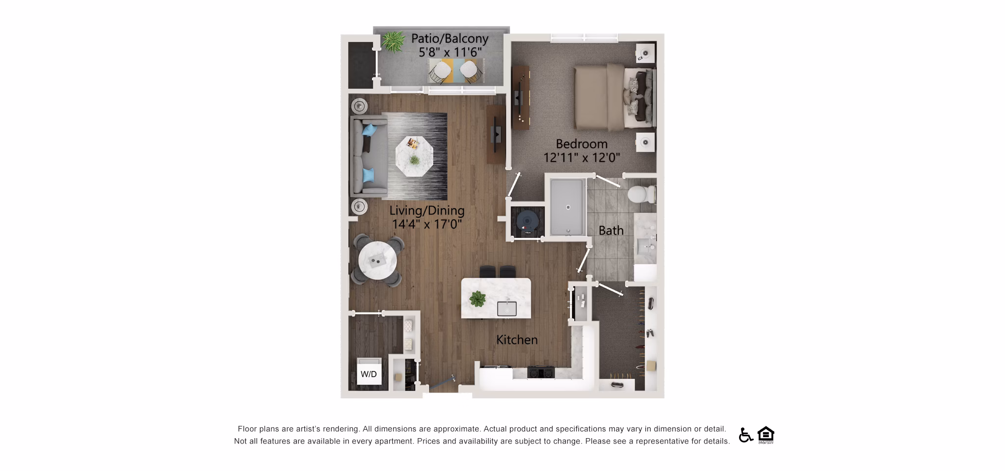 A6 floor plan at Everleigh Vernon Hills Apartments 