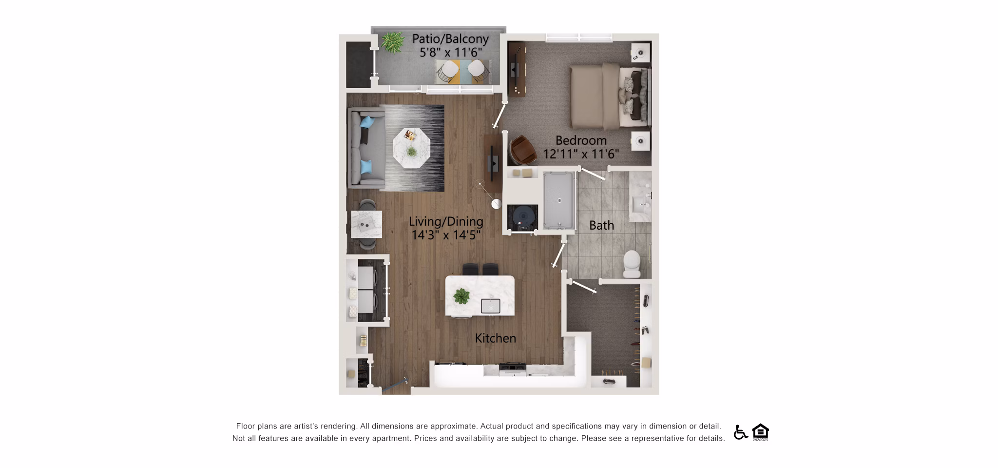 A7-HC floor plan at Everleigh Vernon Hills Apartments 