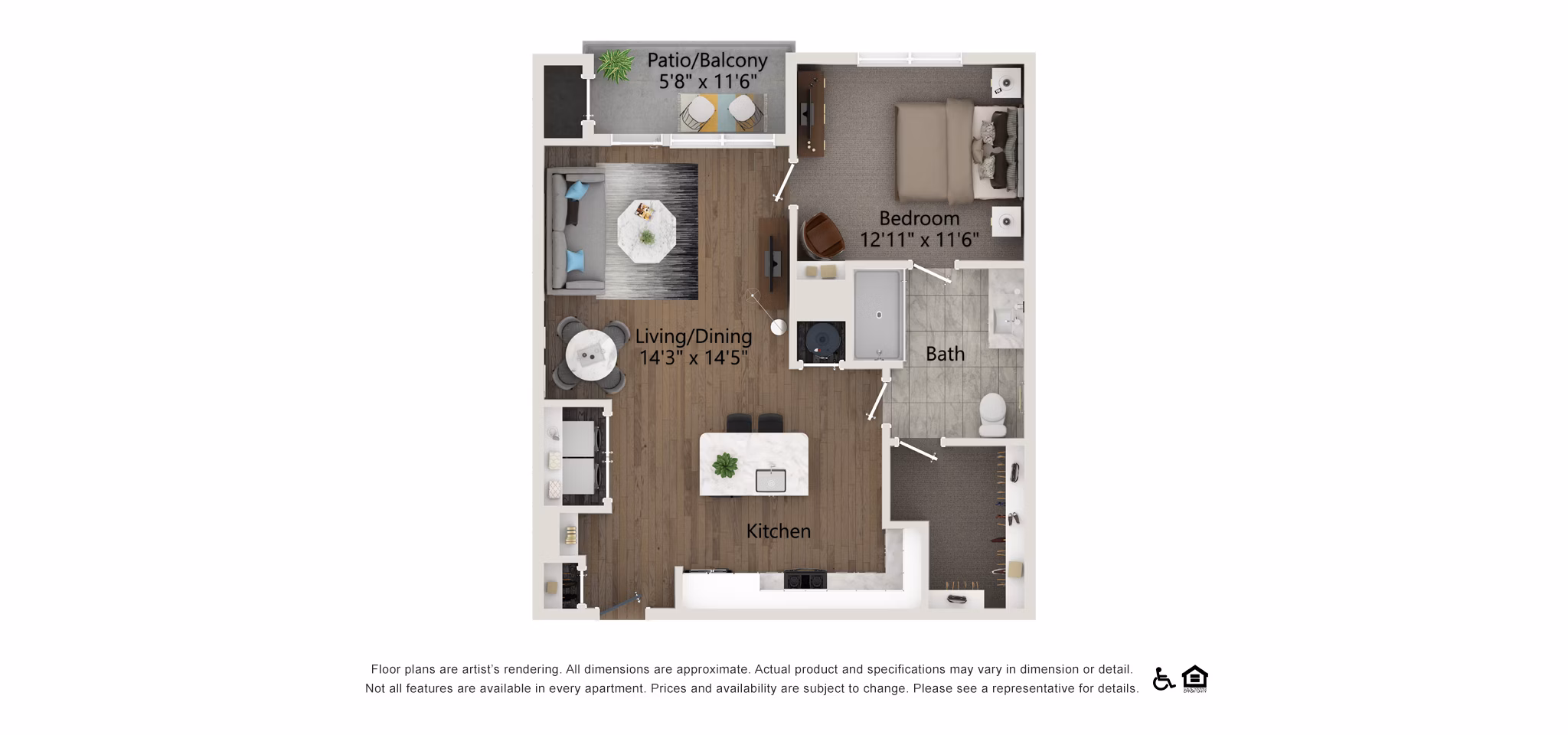 A7 floor plan at Everleigh Vernon Hills Apartments 