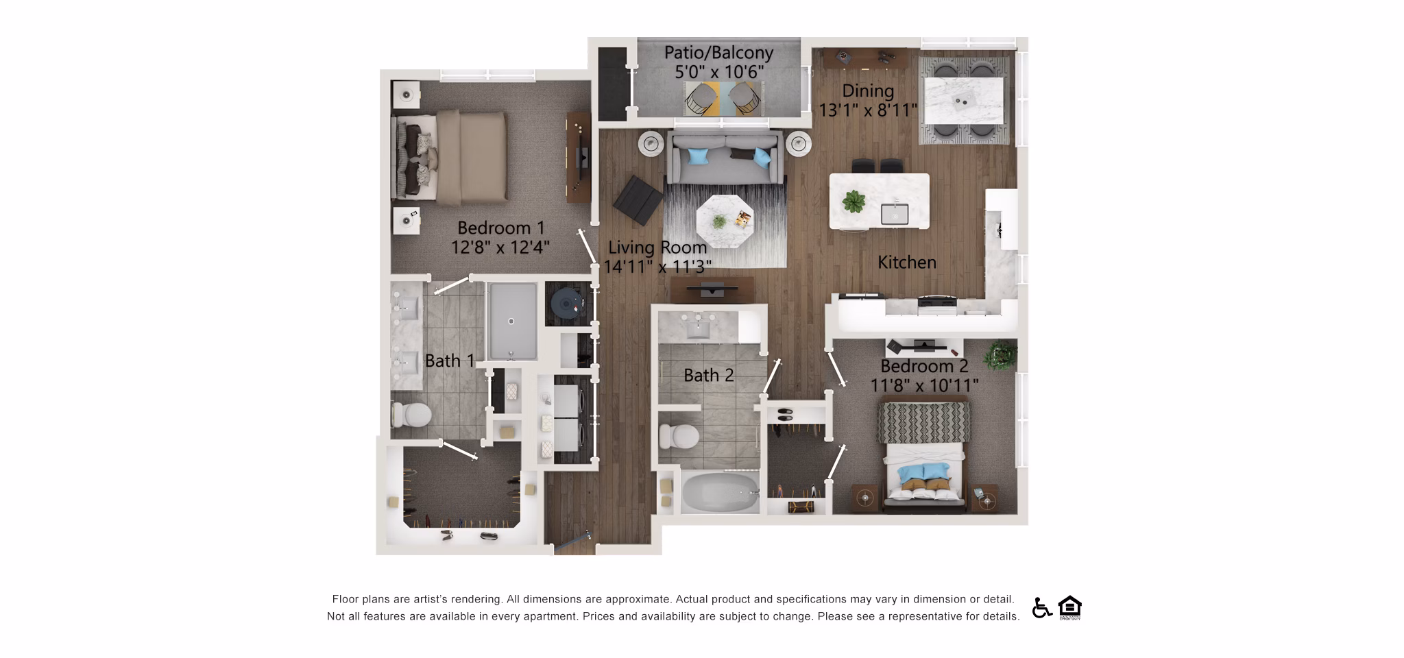 B1 floor plan at Everleigh Vernon Hills Apartments 