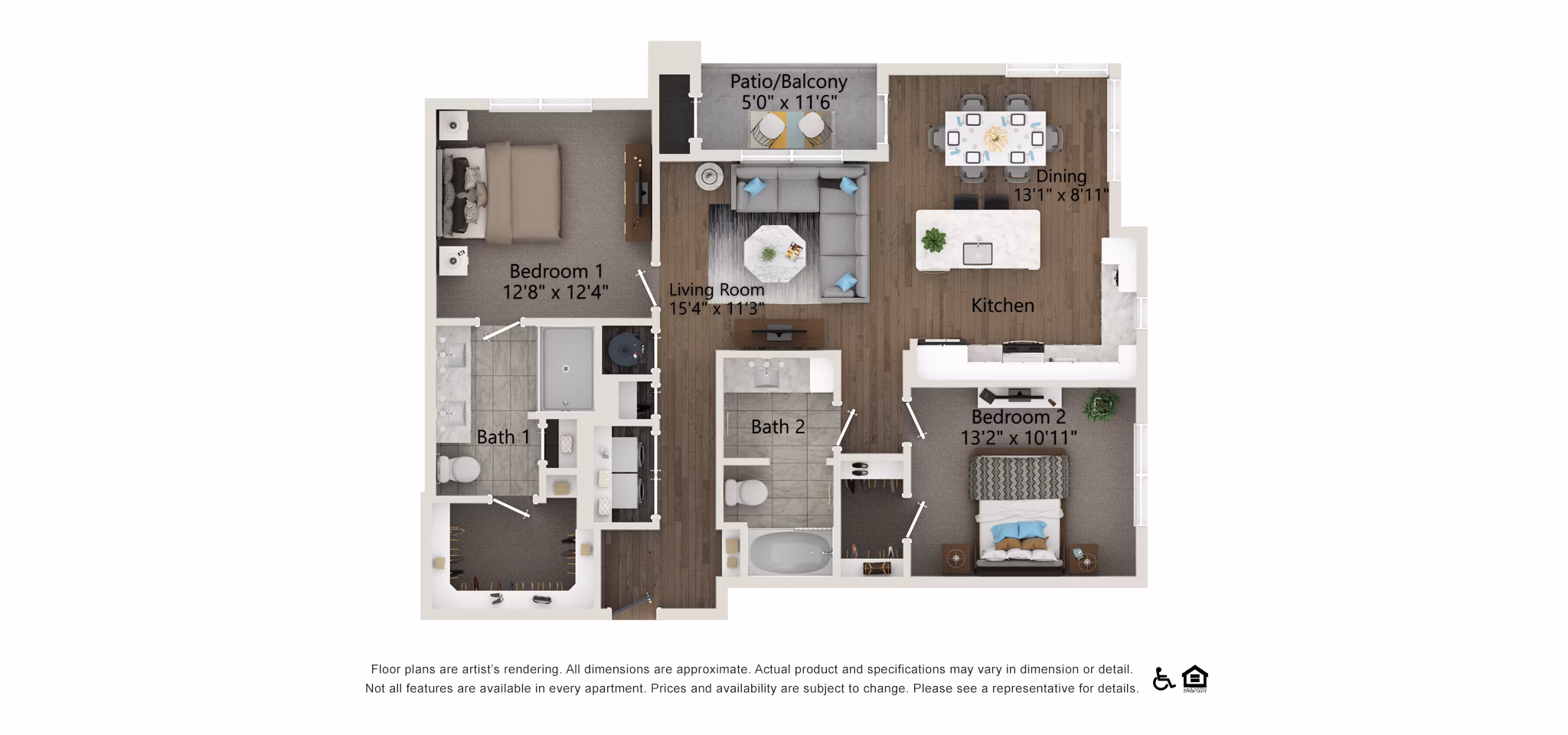 B2 floor plan at Everleigh Vernon Hills Apartments 