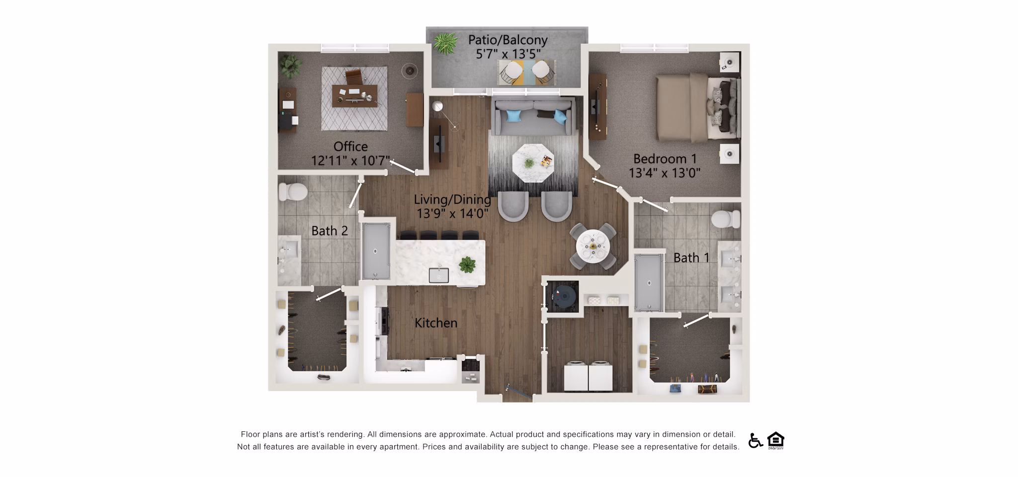 B3-HC floor plan at Everleigh Vernon Hills Apartments 