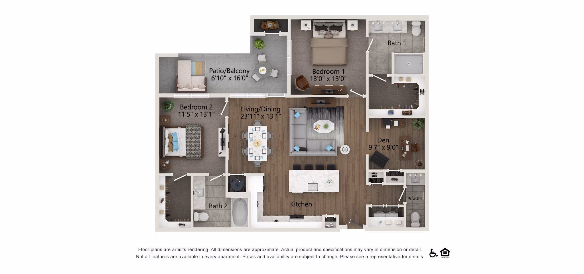 B5-DEN floor plan at Everleigh Vernon Hills Apartments 