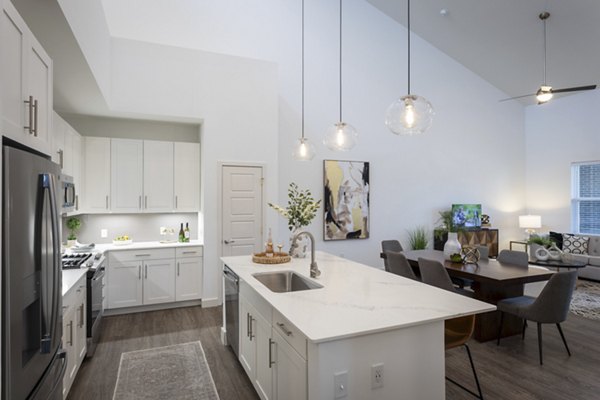 Stylish kitchen with granite countertops and modern appliances at Everleigh Vernon Hills Apartments luxury complex