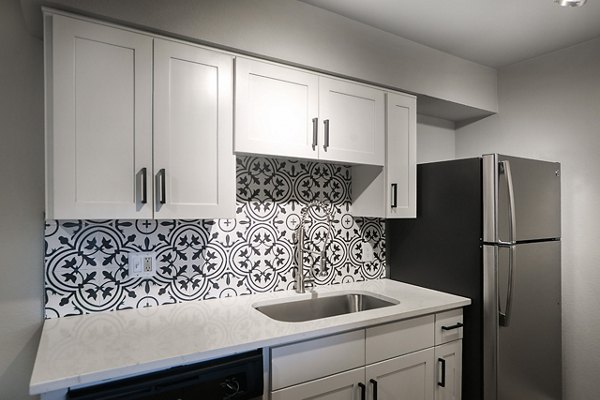 Sleek modern kitchen with stainless steel appliances at Avana Cordoba Apartments, a luxury community