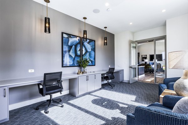 Business center with modern workstations at Prose Manor Apartments