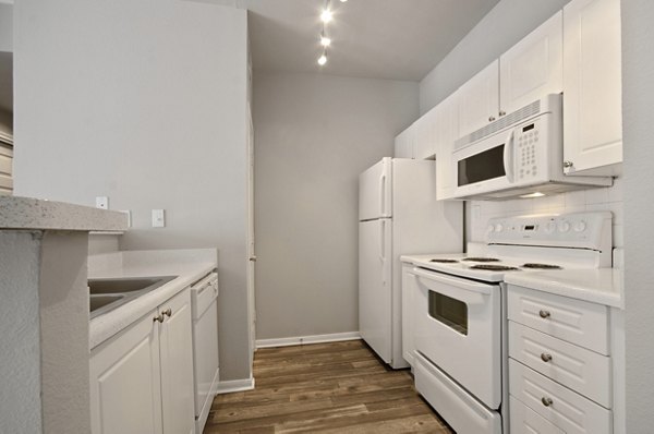 Sleek kitchen with modern appliances at Siena Apartments