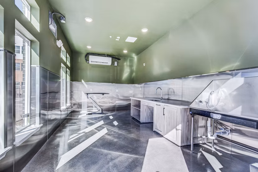 Convenient dog wash station at Polaris Junction Apartments for easy pet care in a luxury setting