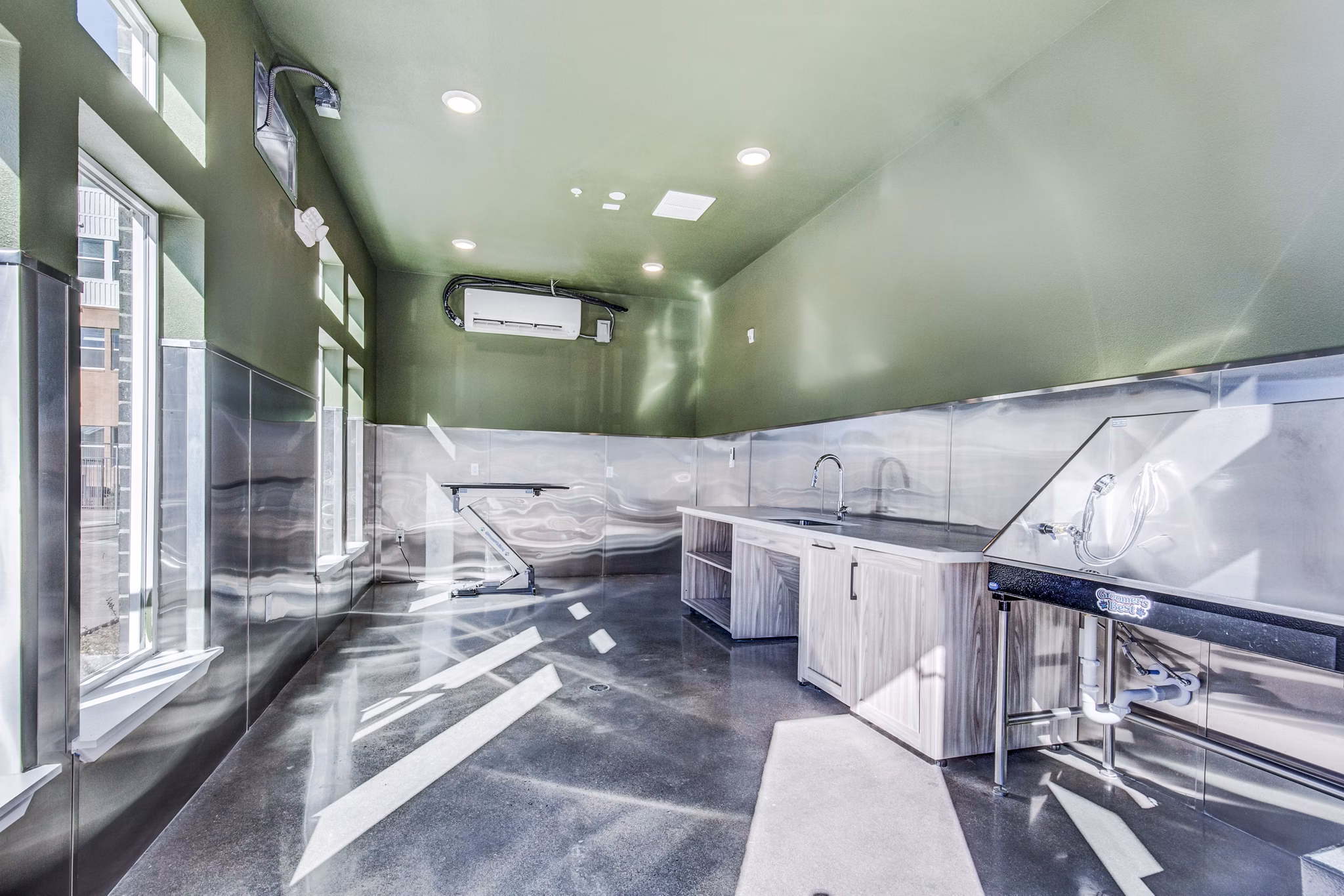 Convenient dog wash station at Polaris Junction Apartments for easy pet care in a luxury setting